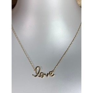Cursive Word Art Love Gold Over Sterling Necklace